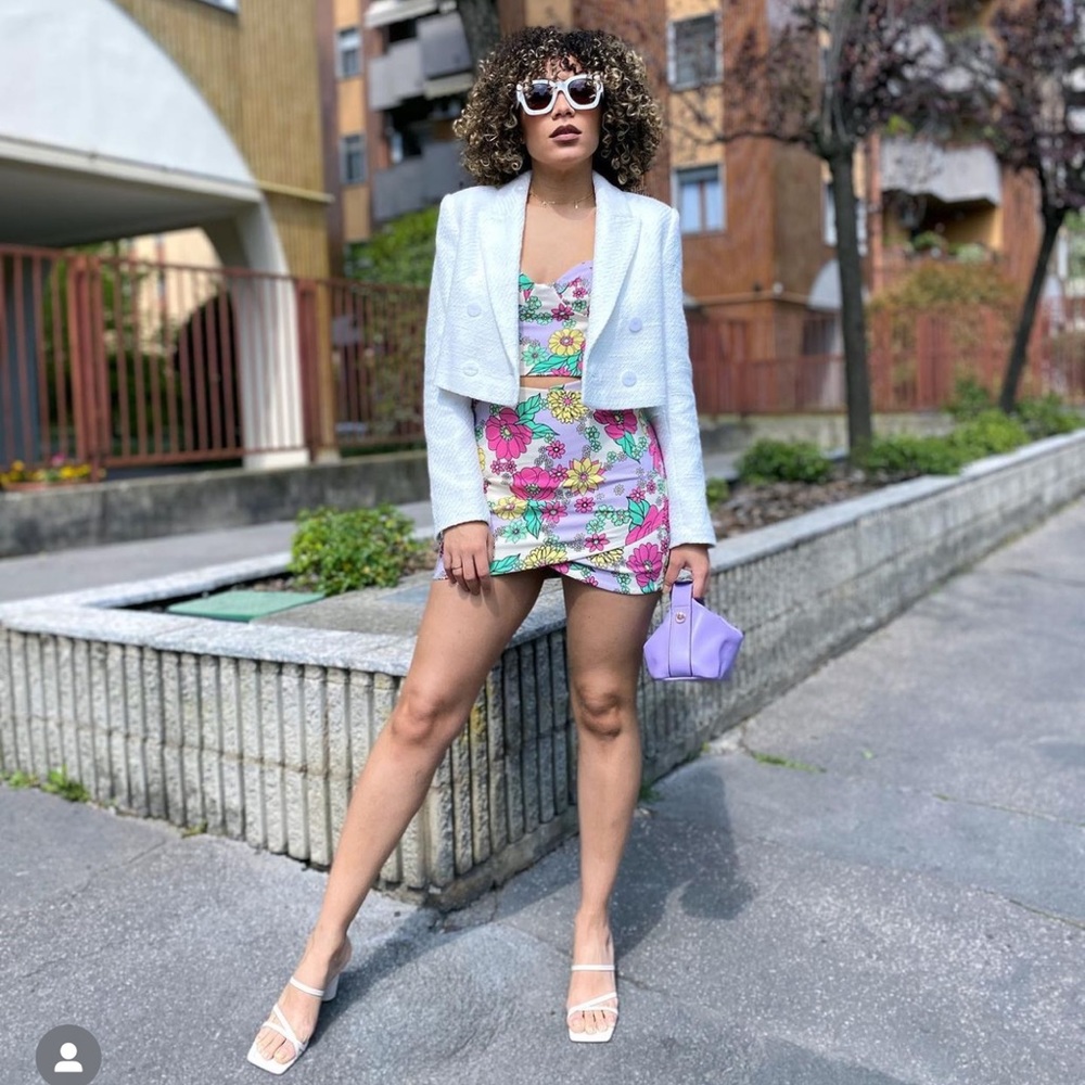 ZARA 2 Piece Floral Crop Top And Skirt